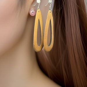 Elongated Wooden Tear Drop Hoops